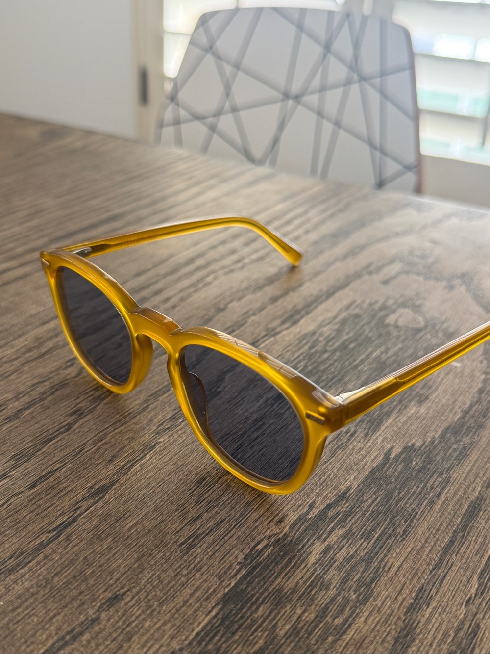 Men's Round Sunglasses in Mustard Yellow Acetate